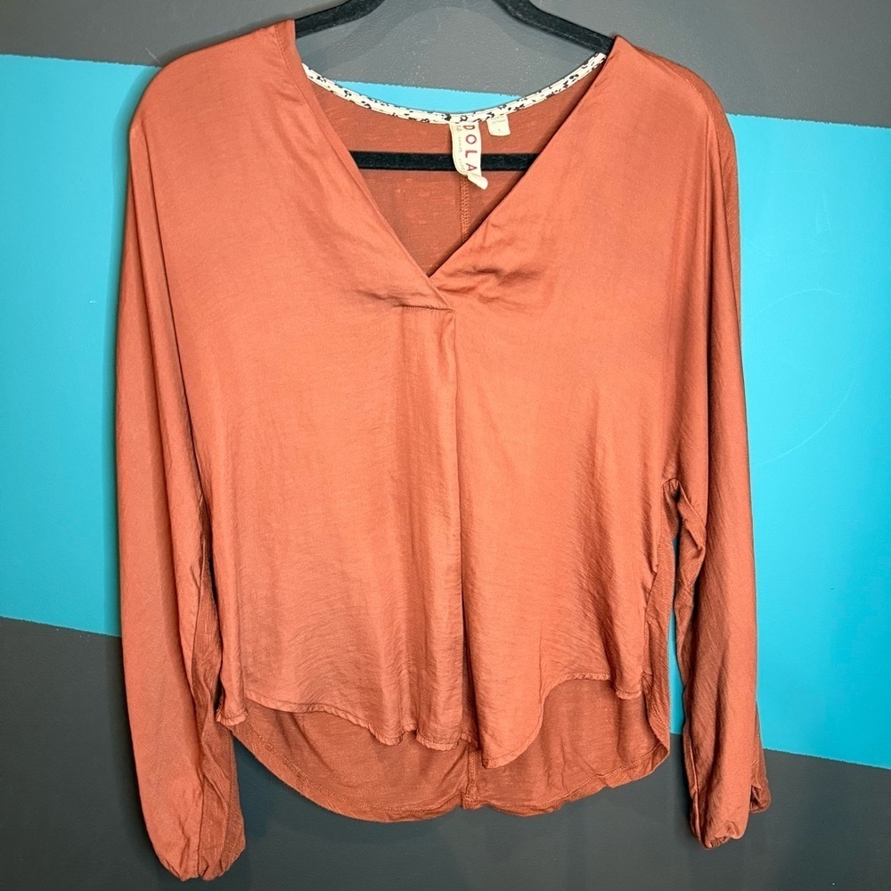 Dolan Orangebrown Relaxed Blouse with Long Sleeves